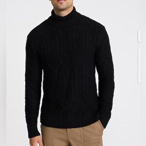 Express Men's Black Cable Knit Turtleneck Sweater